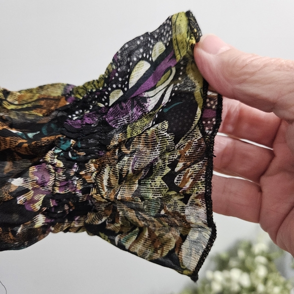 Y2K Paisley Mesh Peasant Top Whimsigoth Sheer XS Coquette Fairy Goth Artsy Boho - Picture 9 of 14